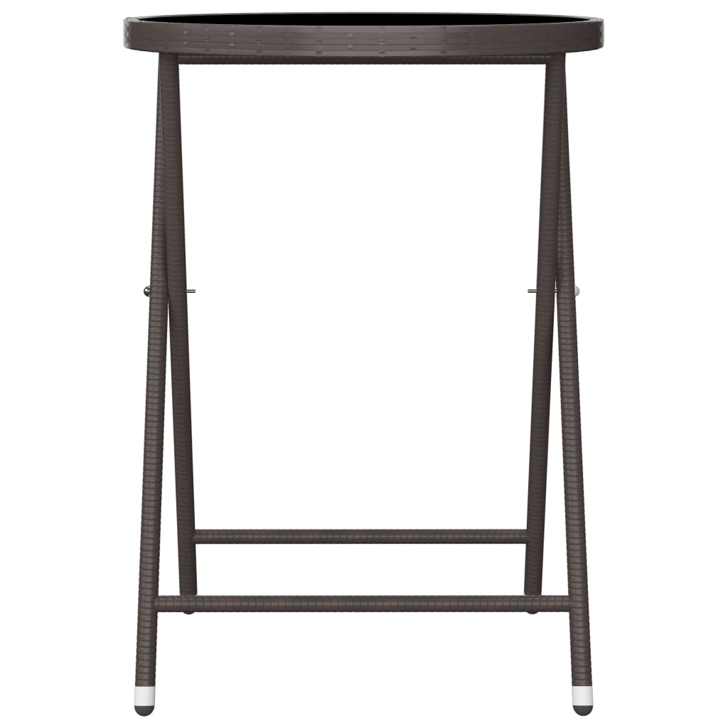 3-Delige Bistroset Poly Rattan En Gehard Glas Bruin Zonder voetensteun