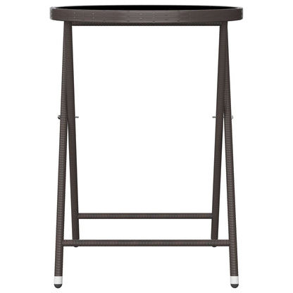 3-Delige Bistroset Poly Rattan En Gehard Glas Bruin Zonder voetensteun