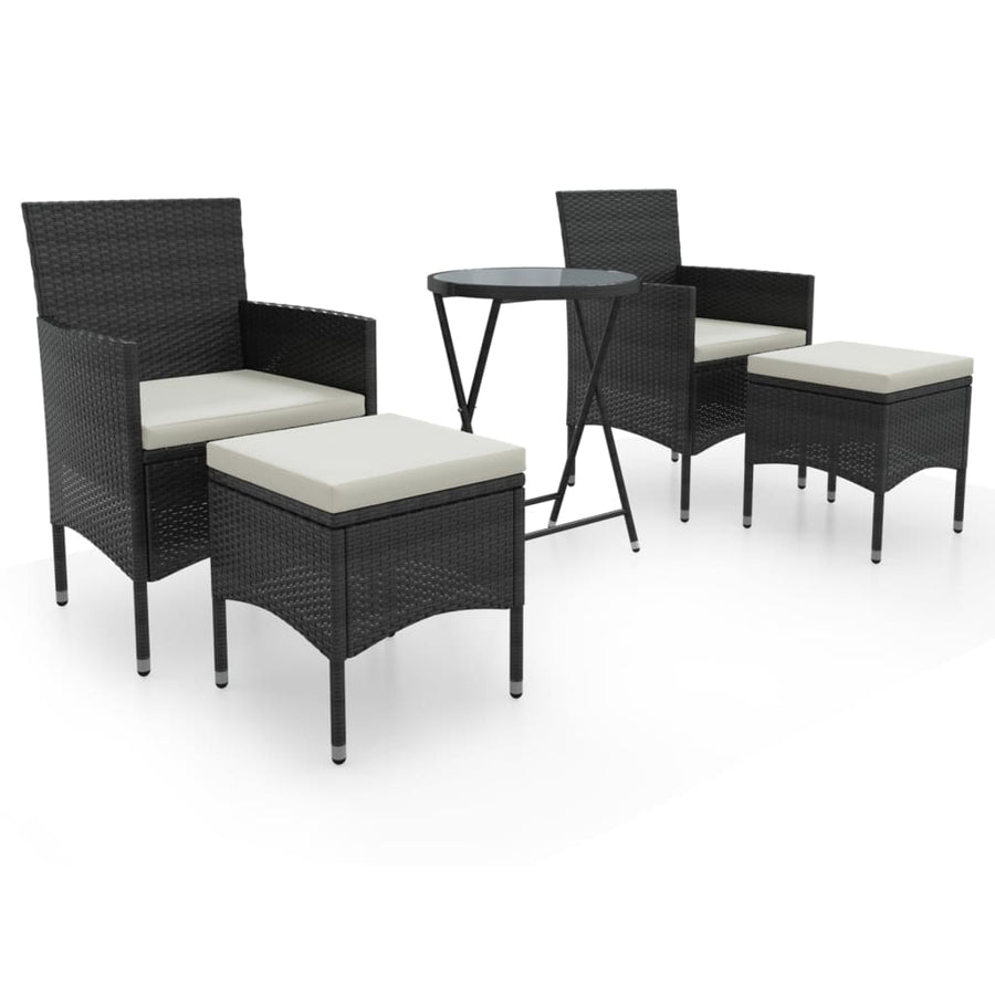 5-Delige Bistroset Poly Rattan En Gehard Glas 1