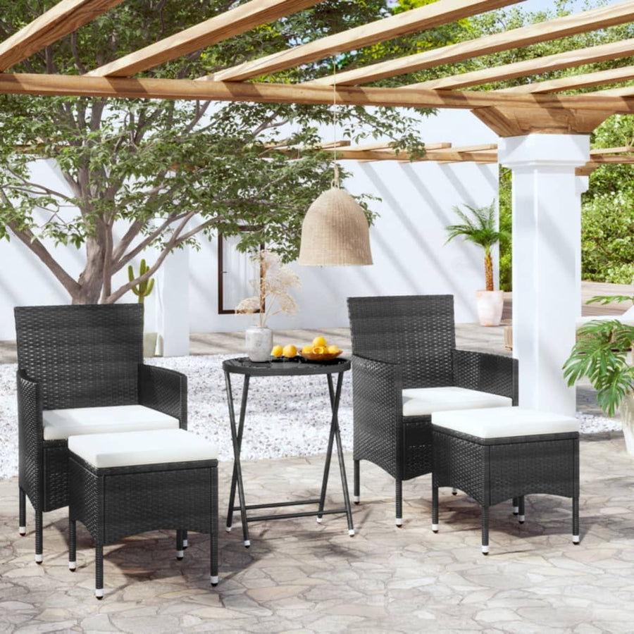 5-Delige Bistroset Poly Rattan En Gehard Glas 1