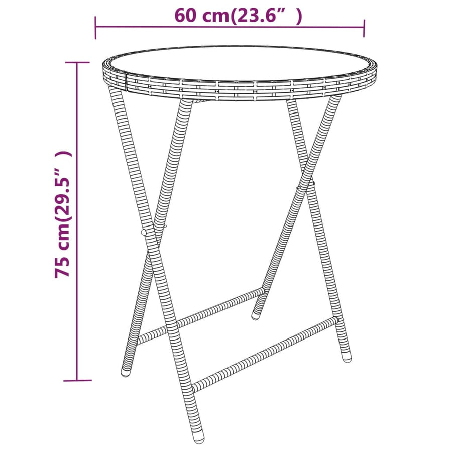5-Delige Bistroset Poly Rattan En Gehard Glas Grijs Met voetensteun