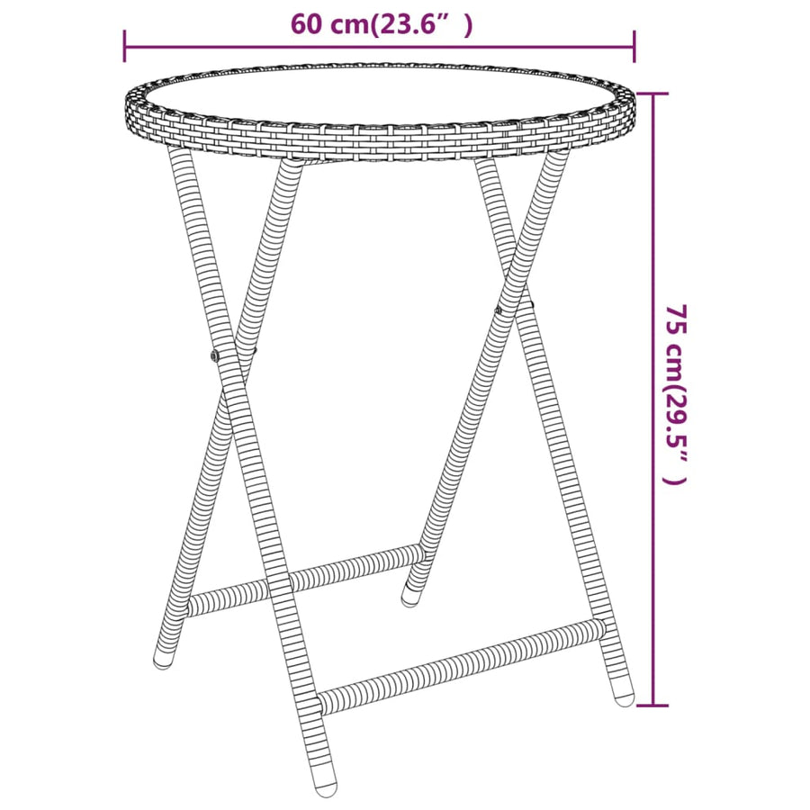 5-Delige Bistroset Poly Rattan En Gehard Glas Beige Met voetensteun