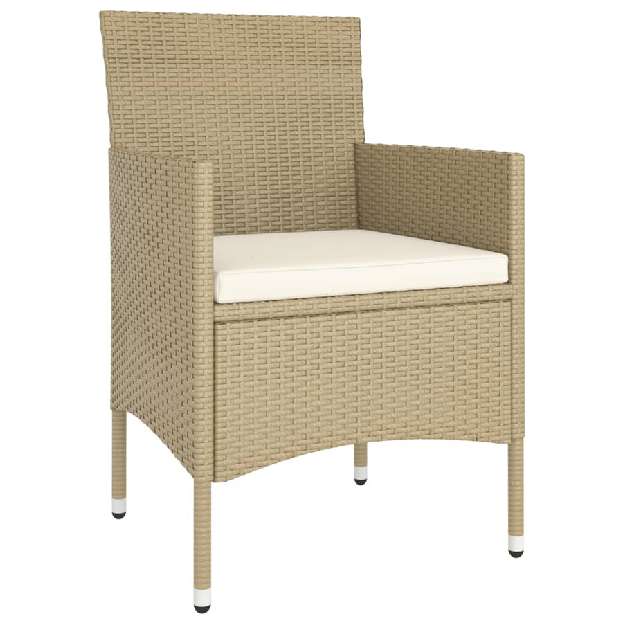 5-Delige Bistroset Poly Rattan En Gehard Glas Beige Met voetensteun
