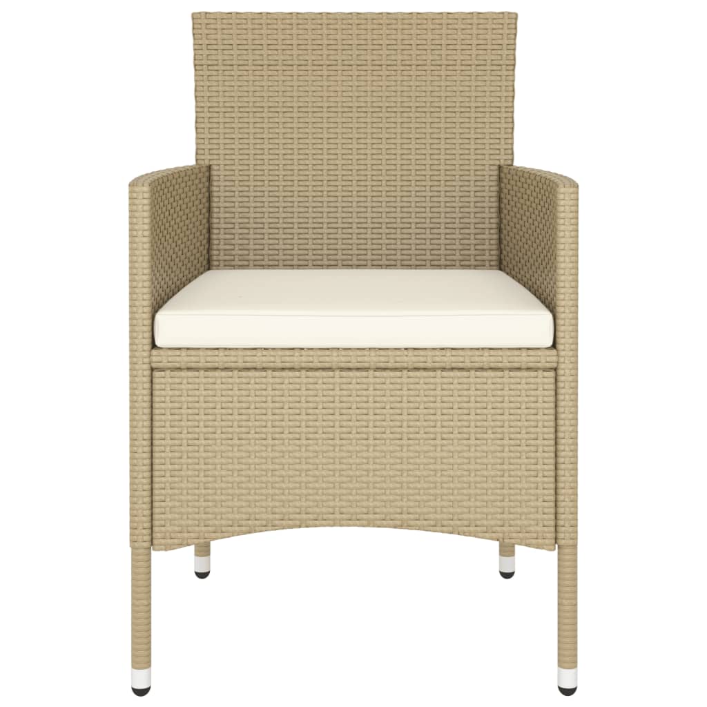 5-Delige Bistroset Poly Rattan En Gehard Glas Beige Met voetensteun