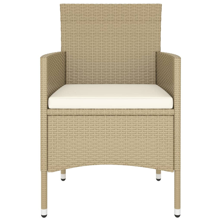 5-Delige Bistroset Poly Rattan En Gehard Glas Beige Met voetensteun