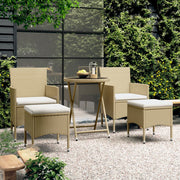 Bistroset 5-delig poly rattan gehard glas beige