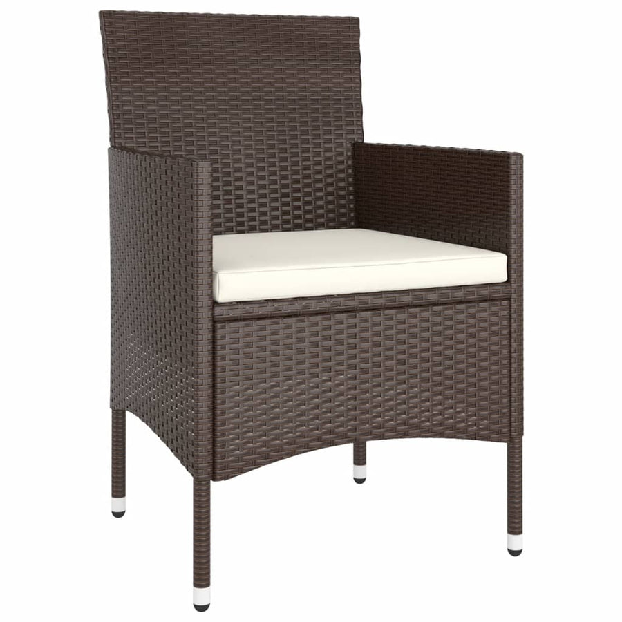 5-Delige Bistroset Poly Rattan En Gehard Glas Bruin Met voetensteun