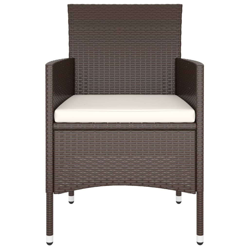 5-Delige Bistroset Poly Rattan En Gehard Glas Bruin Met voetensteun