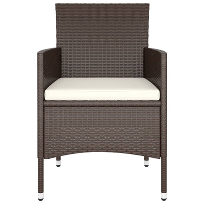 5-Delige Bistroset Poly Rattan En Gehard Glas Bruin Met voetensteun