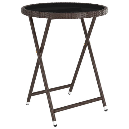 5-Delige Bistroset Poly Rattan En Gehard Glas Bruin Met voetensteun