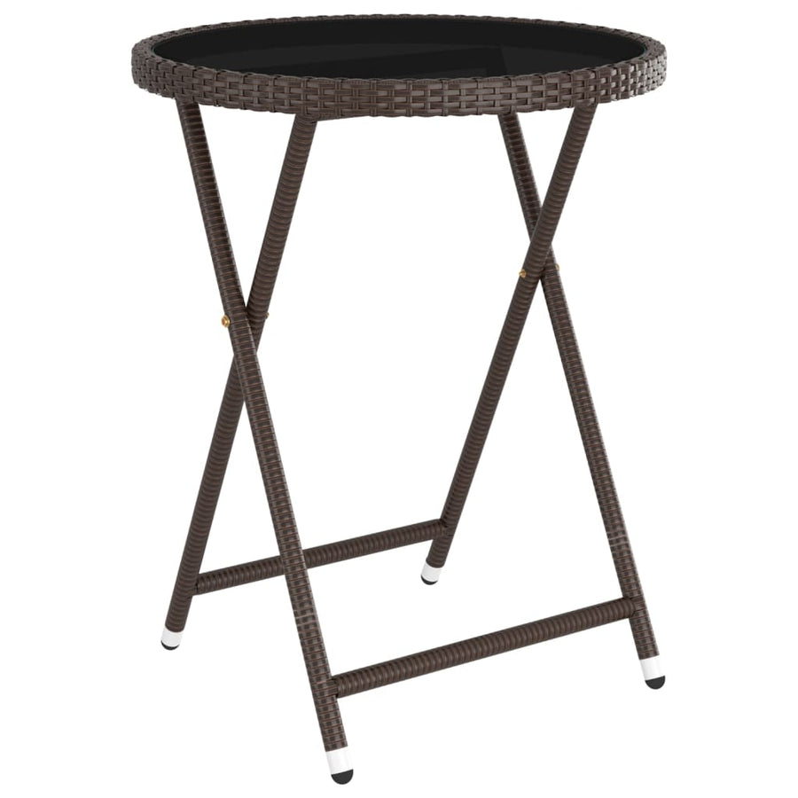 5-Delige Bistroset Poly Rattan En Gehard Glas Bruin Met voetensteun