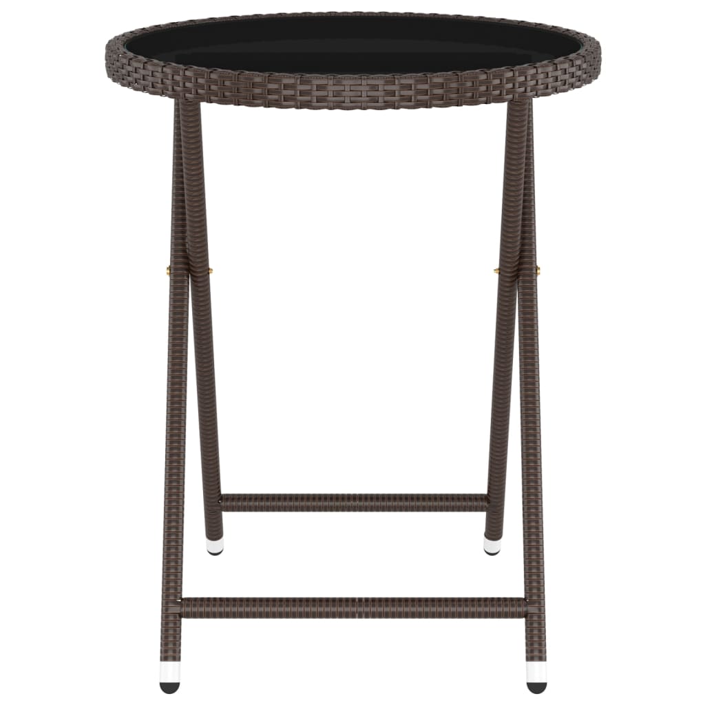 5-Delige Bistroset Poly Rattan En Gehard Glas Bruin Met voetensteun