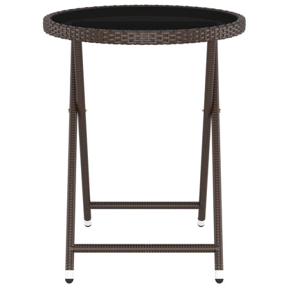 5-Delige Bistroset Poly Rattan En Gehard Glas Bruin Met voetensteun