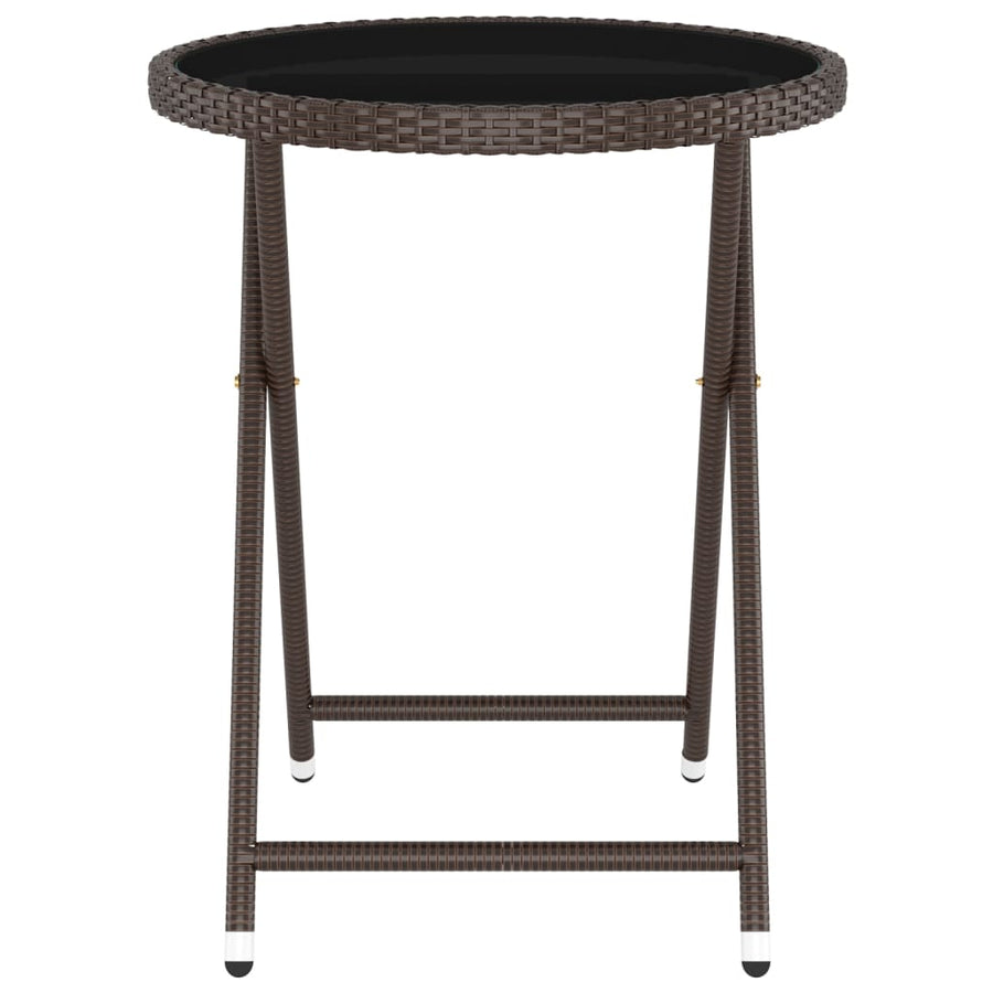 5-Delige Bistroset Poly Rattan En Gehard Glas Bruin Met voetensteun