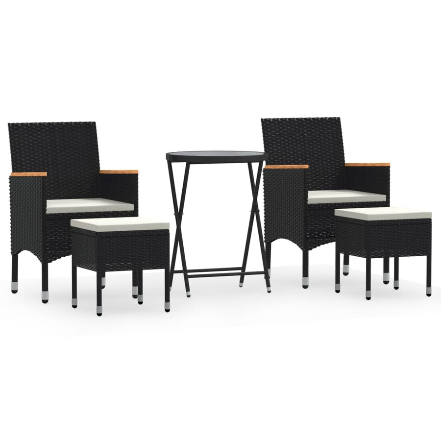 5-Delige Bistroset Poly Rattan En Gehard Glas 1