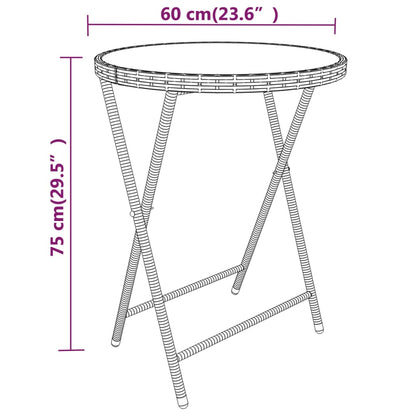 5-Delige Bistroset Poly Rattan En Gehard Glas Zwart en bruin Met voetensteun
