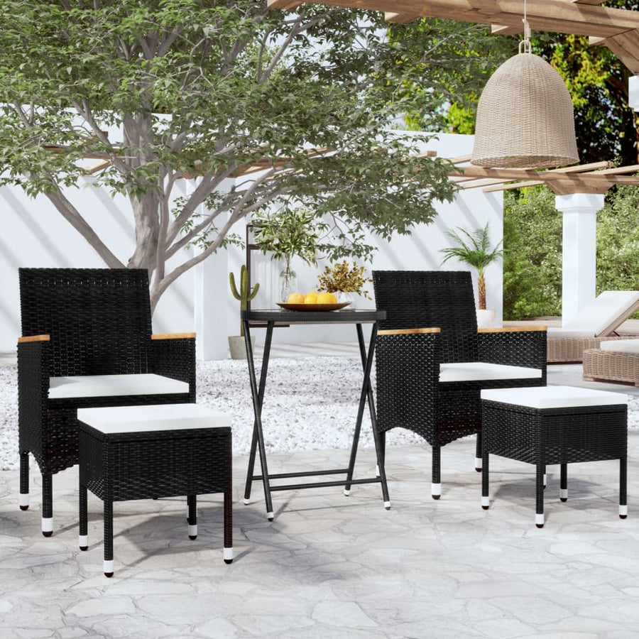 5-Delige Bistroset Poly Rattan En Gehard Glas 1