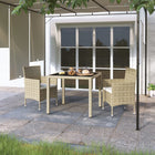 3-Delige Tuinset Poly Rattan En Gehard Glas Beige Zwart en beige