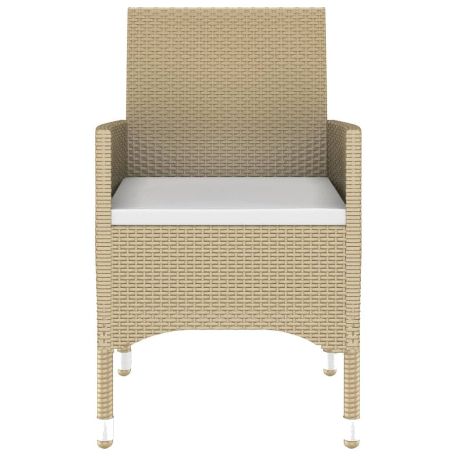 7-Delige Tuinset Poly Rattan En Gehard Glas Beige