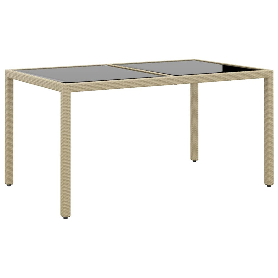 7-Delige Tuinset Poly Rattan En Gehard Glas Beige