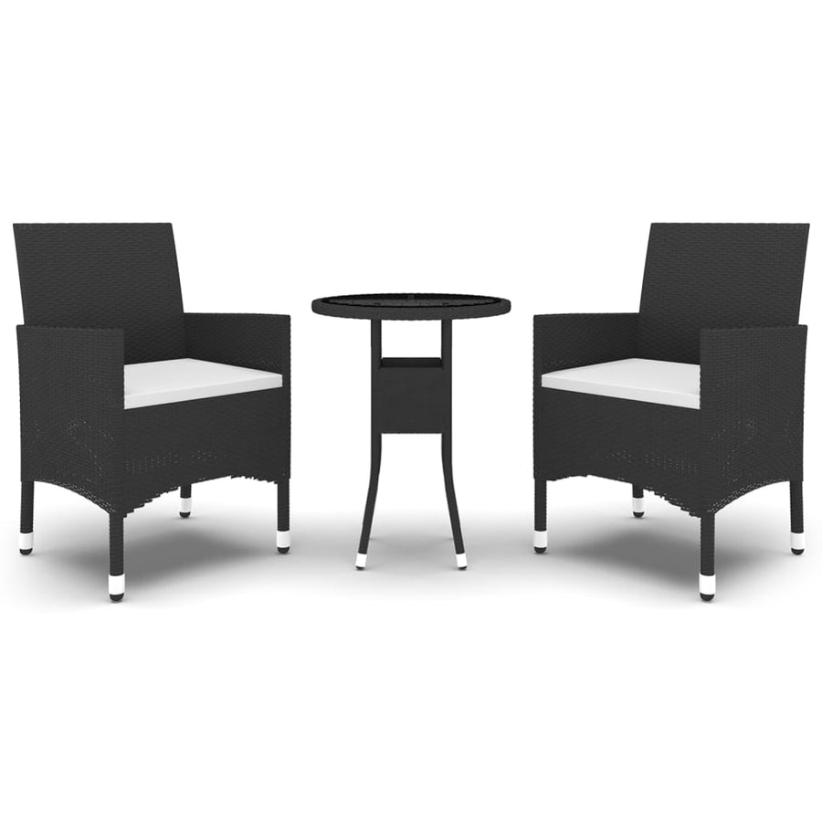 3-Delige Tuinset Poly Rattan Zwart