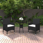 3-Delige Tuinset Poly Rattan Zwart