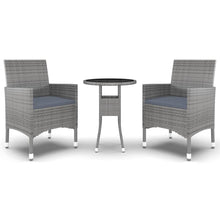 3-Delige Tuinset Poly Rattan Grijs