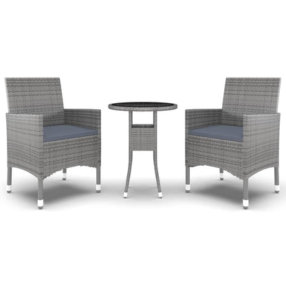 3-Delige Tuinset Poly Rattan Grijs