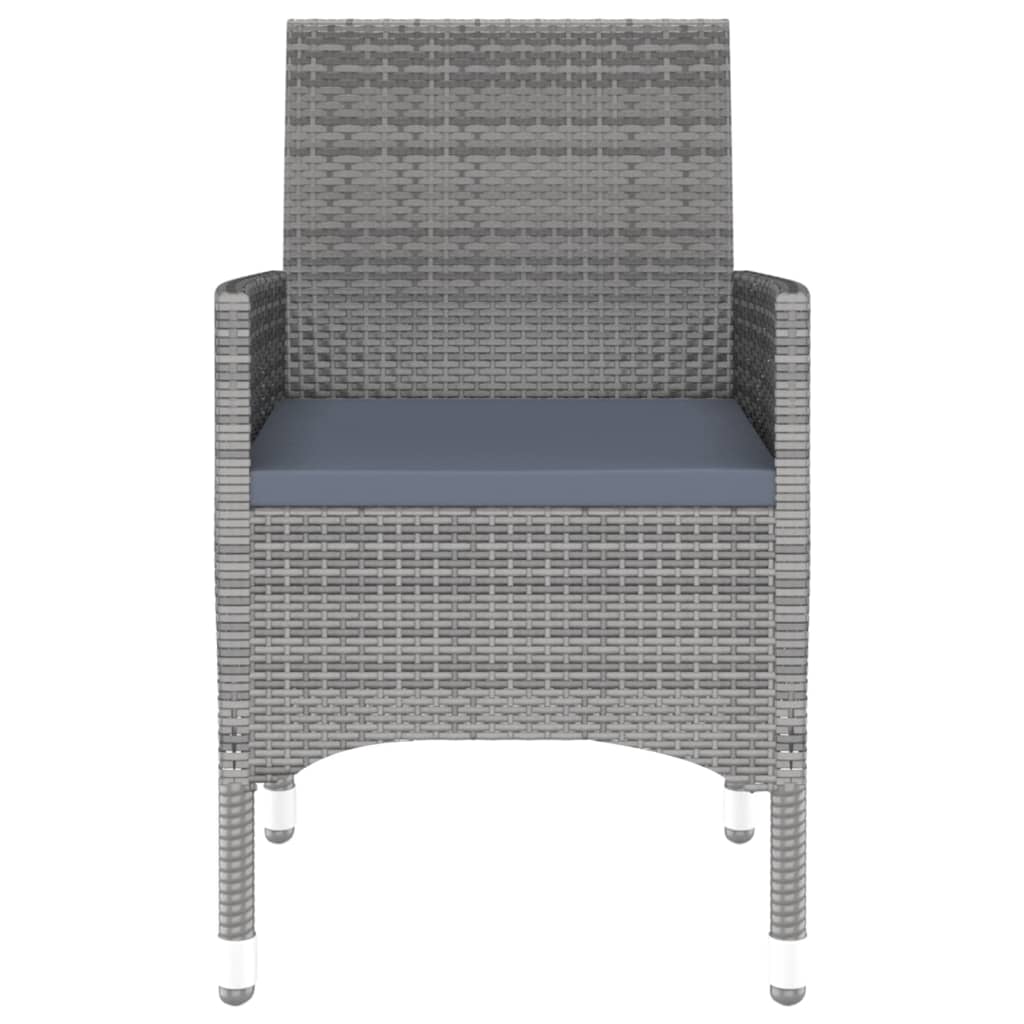 3-Delige Tuinset Poly Rattan Grijs