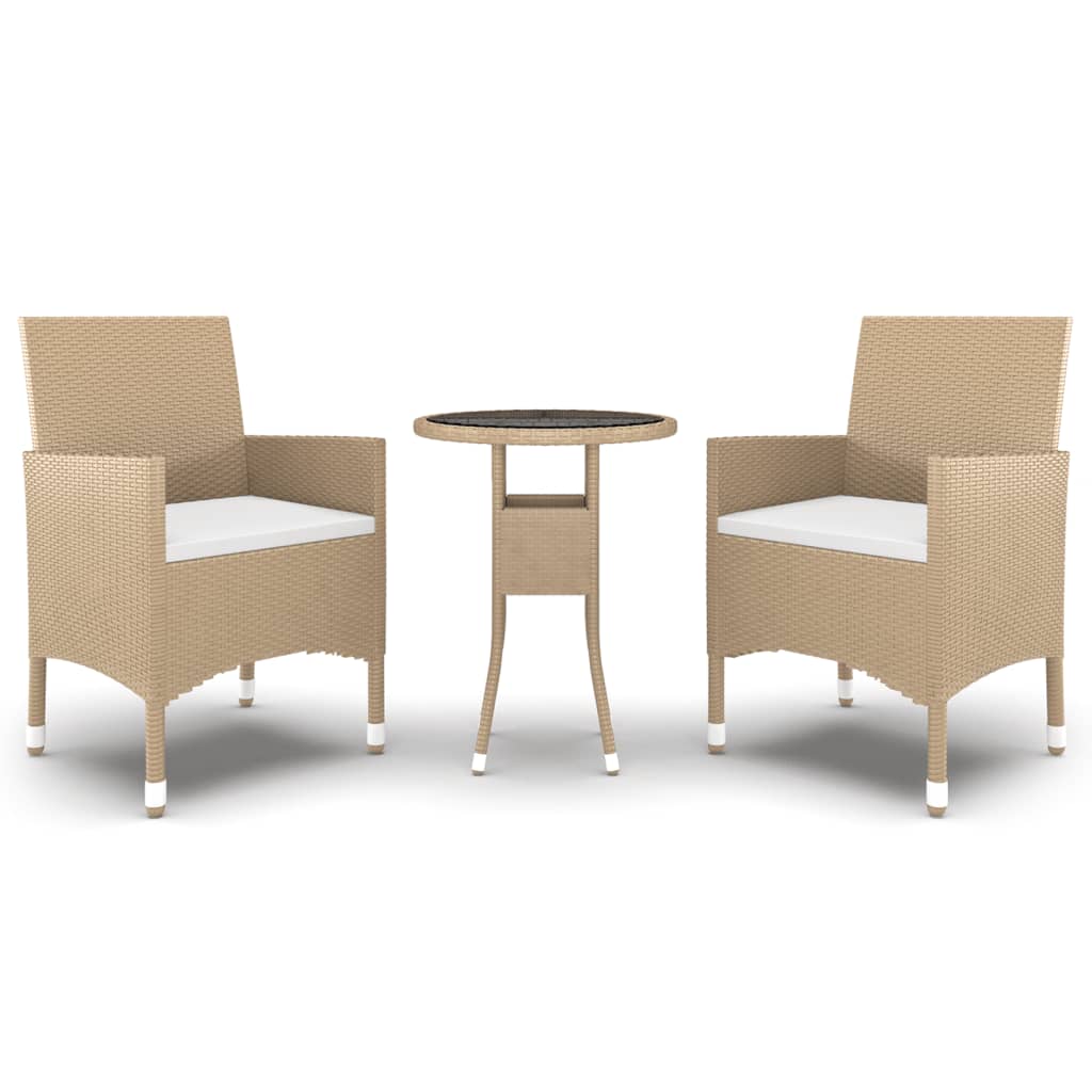 3-Delige Tuinset Poly Rattan Beige