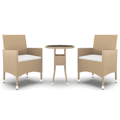 3-Delige Tuinset Poly Rattan Beige
