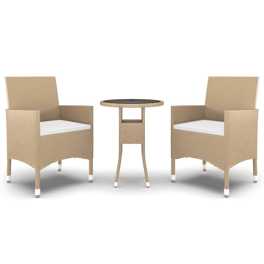 3-Delige Tuinset Poly Rattan Beige
