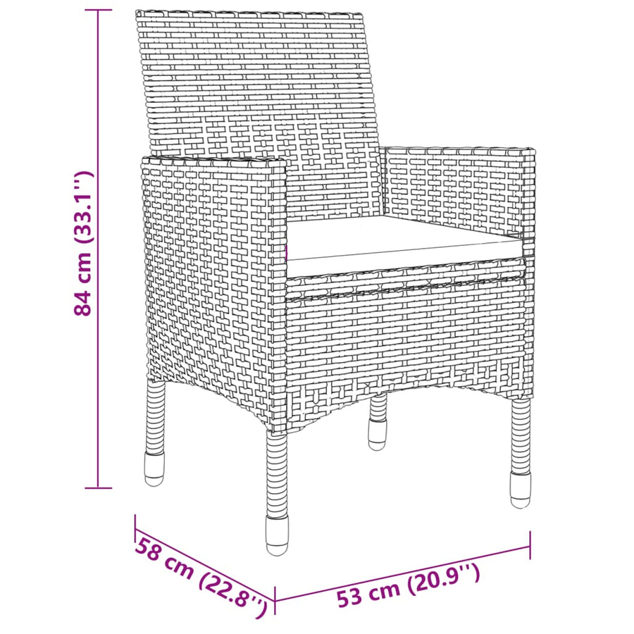 3-Delige Tuinset Poly Rattan Beige