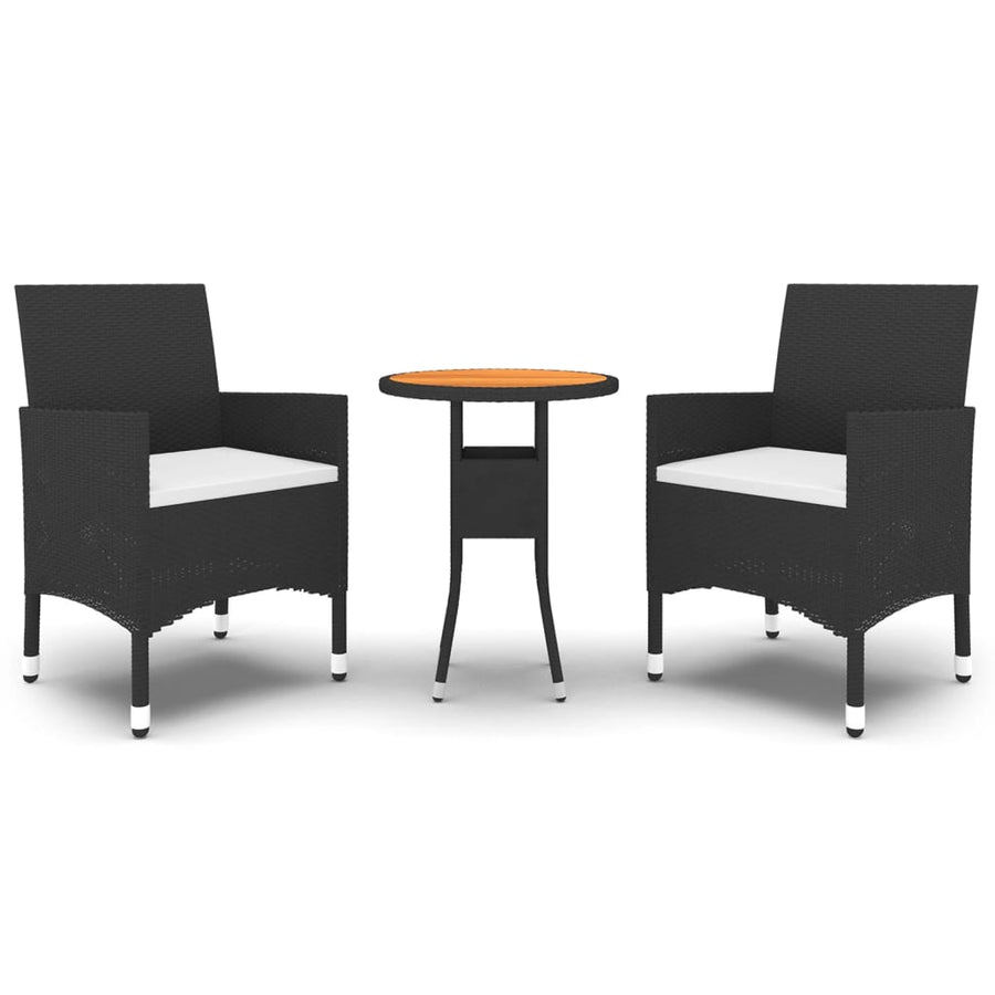 3-Delige Tuinset Poly Rattan Zwart