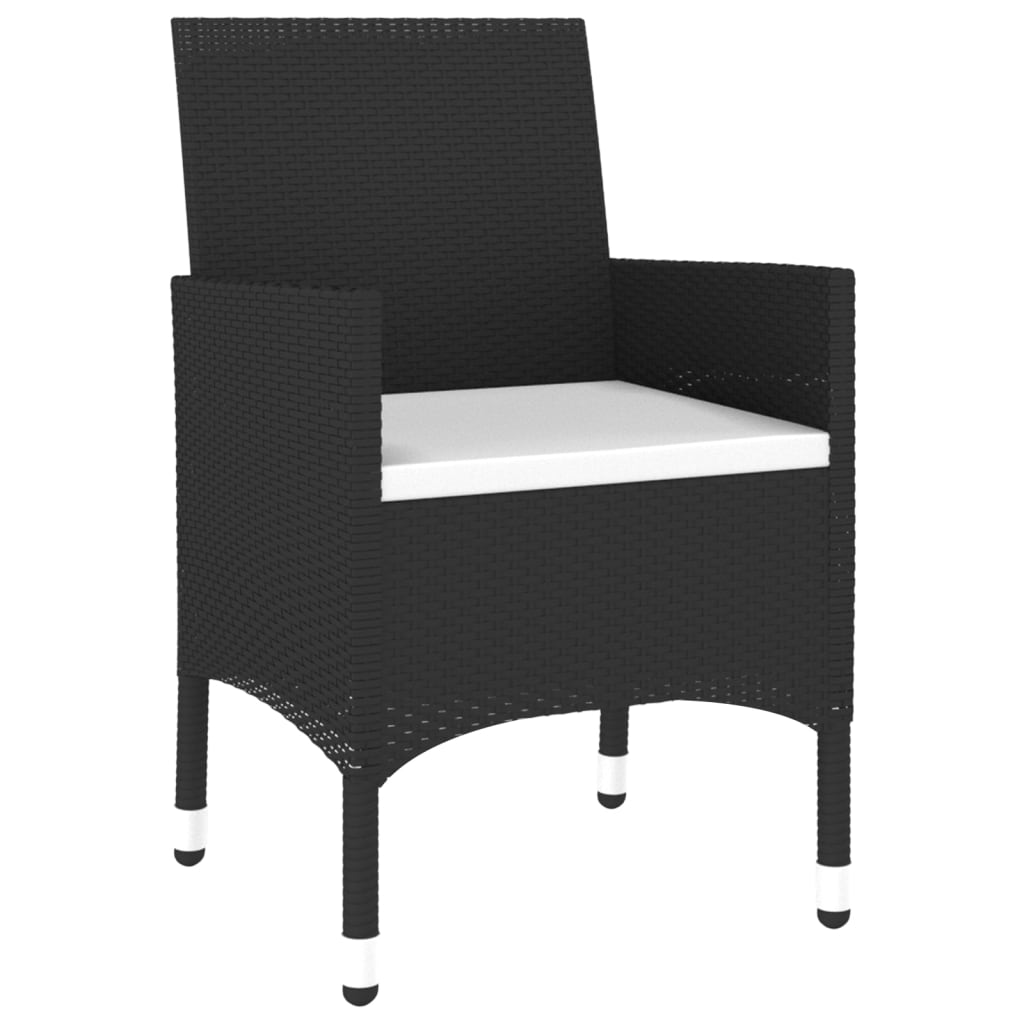 3-Delige Tuinset Poly Rattan Zwart