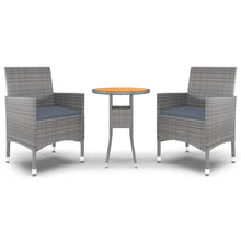 3-Delige Tuinset Poly Rattan Grijs