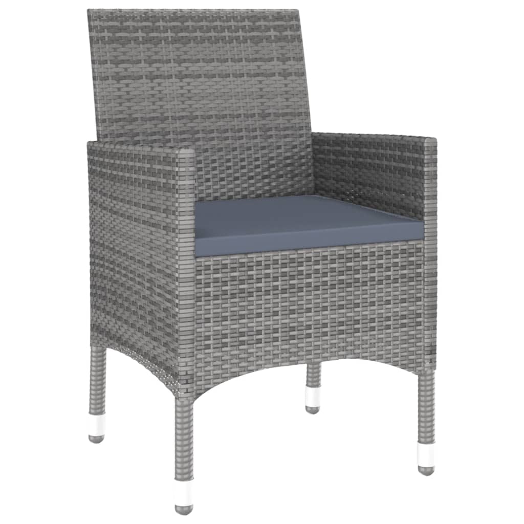 3-Delige Tuinset Poly Rattan Grijs
