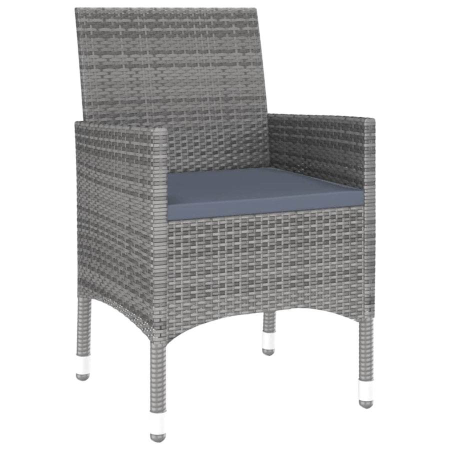3-Delige Tuinset Poly Rattan Grijs