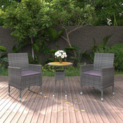 Tuinset 3-delig poly rattan grijs acaciahout