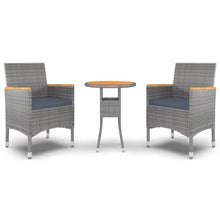 3-Delige Tuinset Poly Rattan Grijs