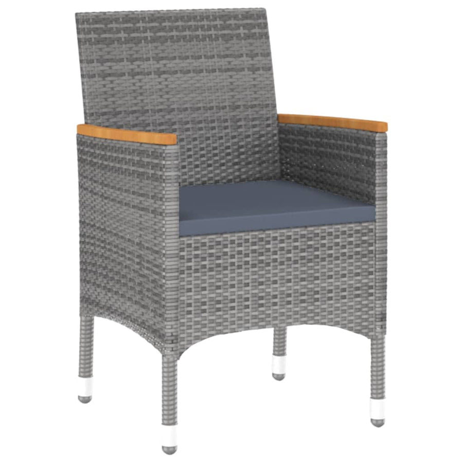 3-Delige Tuinset Poly Rattan Grijs