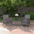 3-Delige Tuinset Poly Rattan Grijs