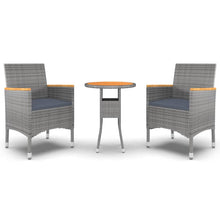 3-Delige Tuinset Poly Rattan Grijs