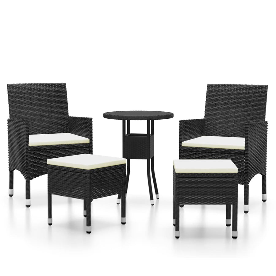 5-delige Loungeset poly rattan Zwart