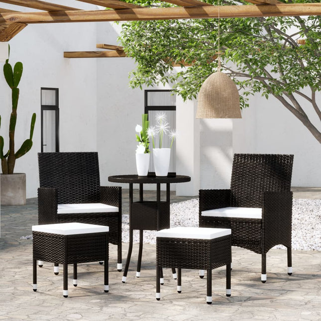 5-delige Loungeset poly rattan Zwart