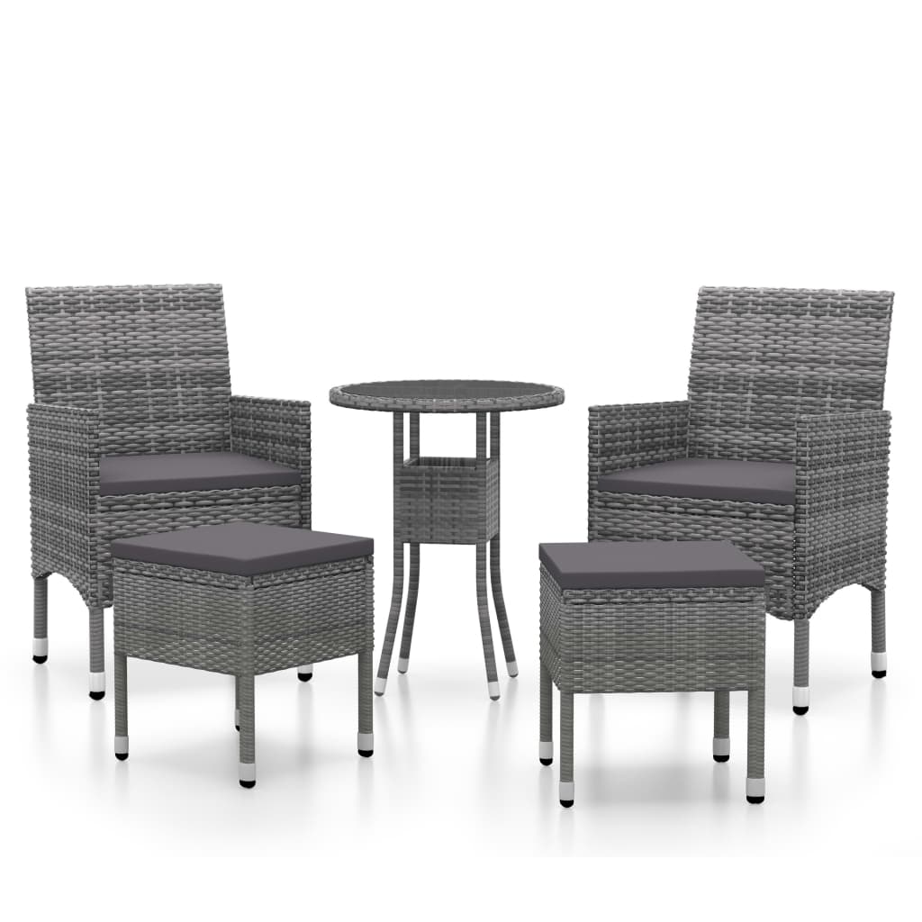 5-Delige Loungeset Poly Rattan Grijs