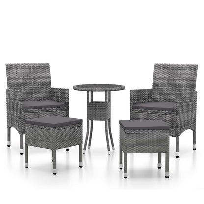 5-Delige Loungeset Poly Rattan Grijs