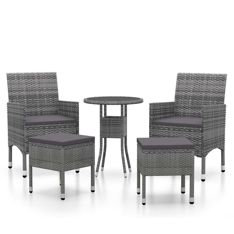 5-Delige Loungeset Poly Rattan Grijs