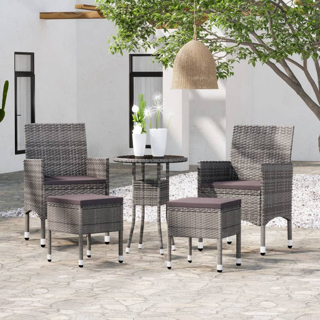 5-Delige Loungeset Poly Rattan Grijs