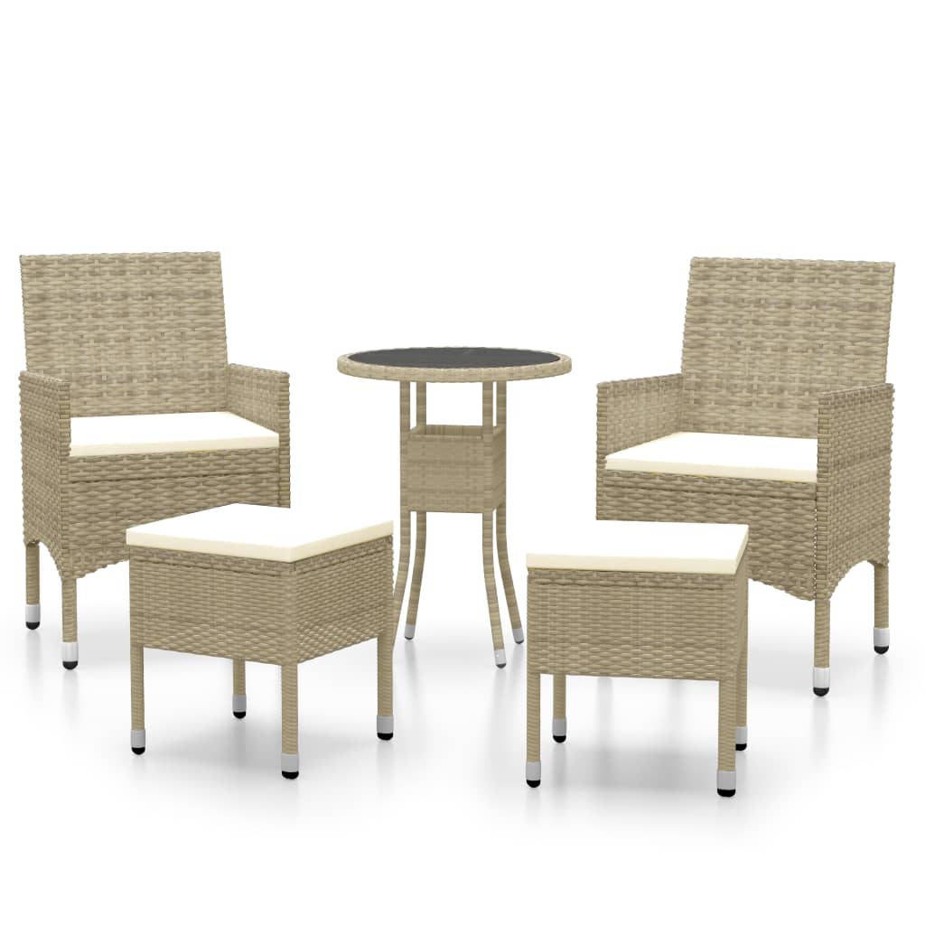 5-delige Loungeset poly rattan Beige